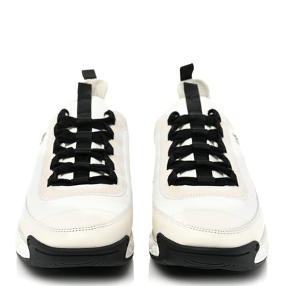 Chanel Velvet Calfskin Mixed Fibers Mens CC Sneakers 46 Ivory Black 2 of 12