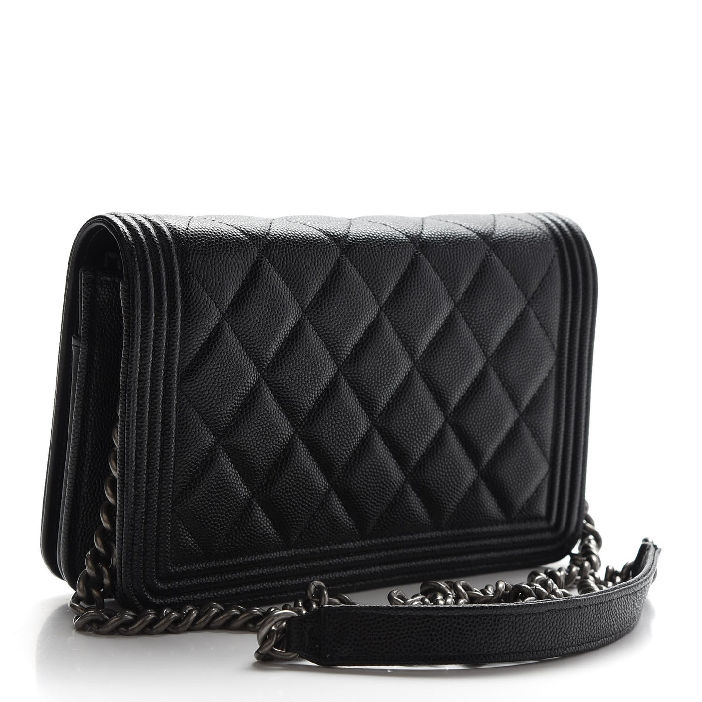 Caviar Quilted Boy Wallet On Chain WOC Black