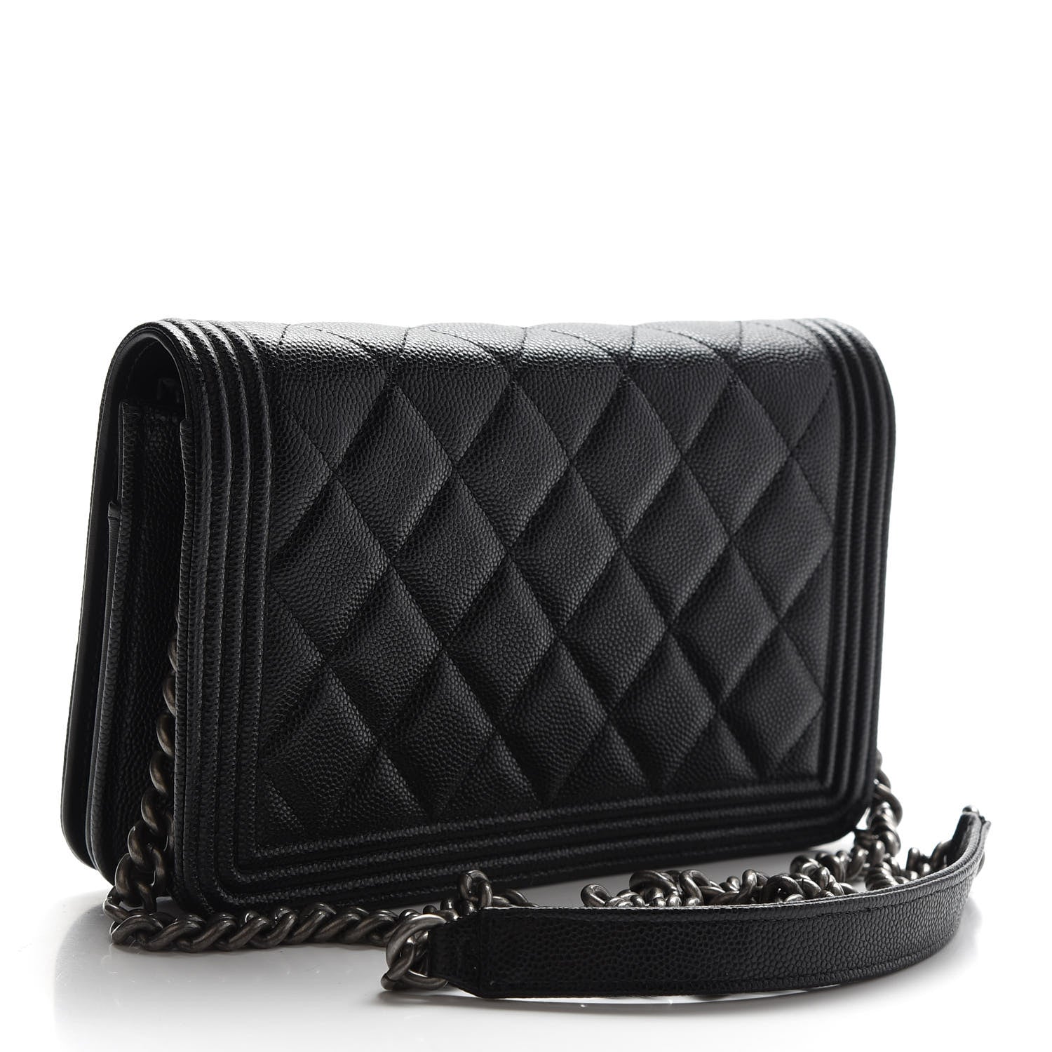 Chanel Caviar Quilted Boy Wallet On Chain WOC Black 3 of 10