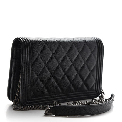 Chanel Caviar Quilted Boy Wallet On Chain WOC Black 3 of 10