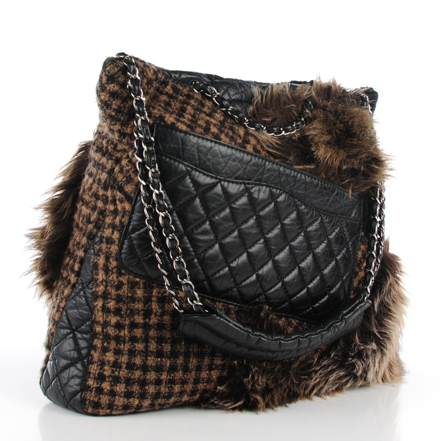 Tweed Lambskin Fantasy Fur Karl's Cabas Tote