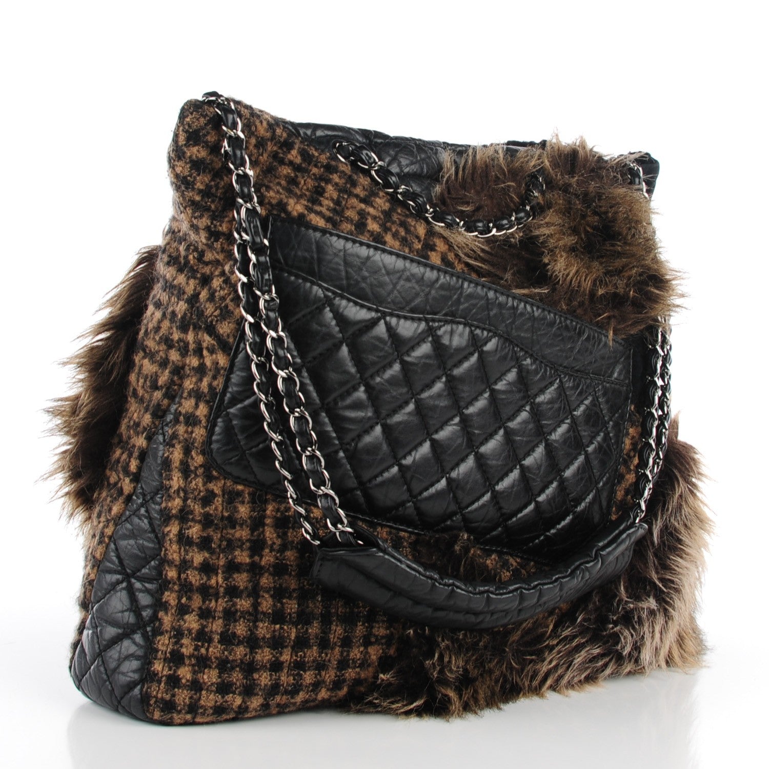 Chanel Tweed Lambskin Fantasy Fur Karl's Cabas Tote 3 of 7