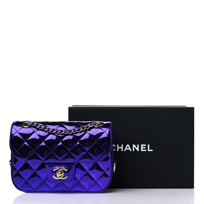 Chanel Mirror Calfskin Quilted Mini Rectangular Flap Purple 10 of 10