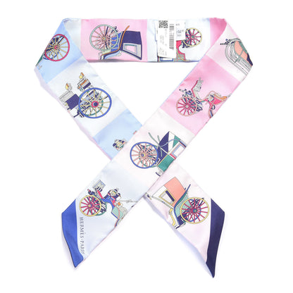 Hermes Silk Les Voitures Exquises Twilly Bleu Rose Vert 1 of 4
