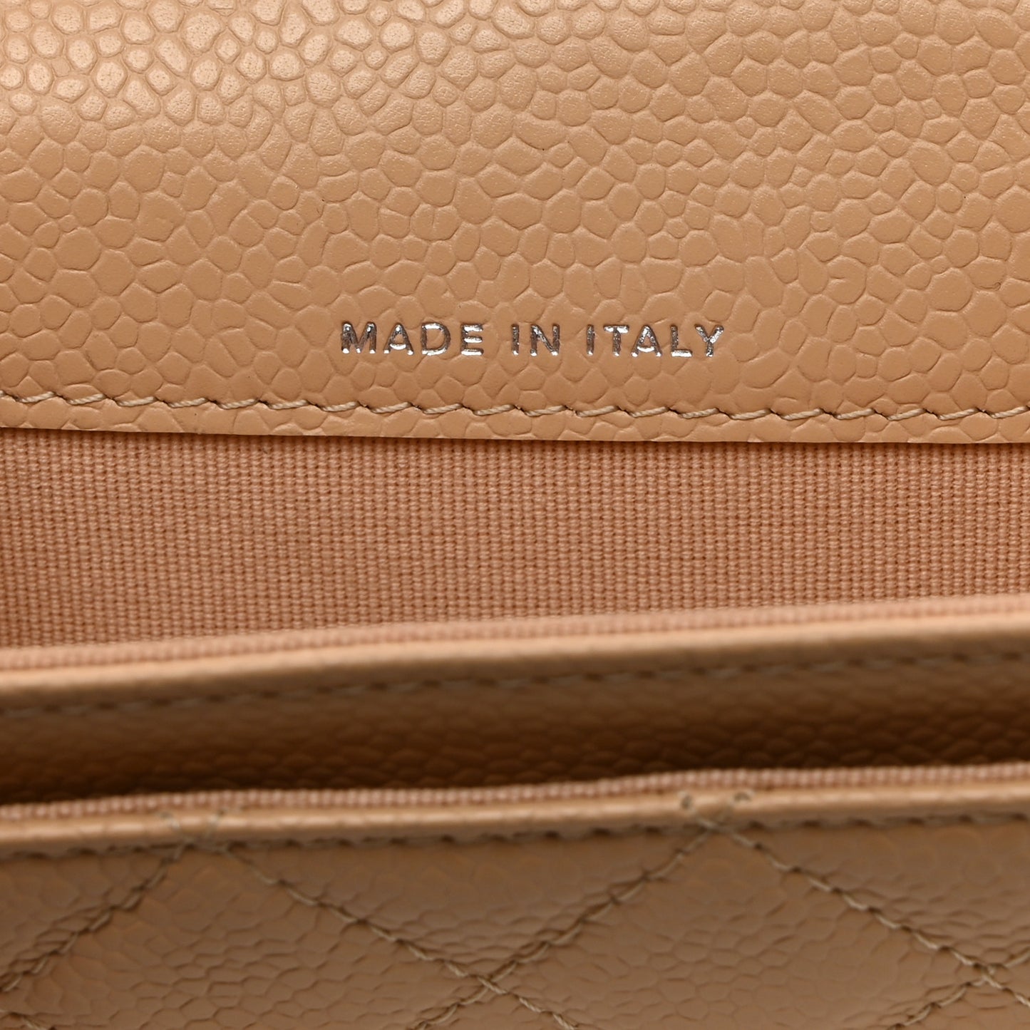 Caviar Quilted Flap Card Holder Wallet Beige