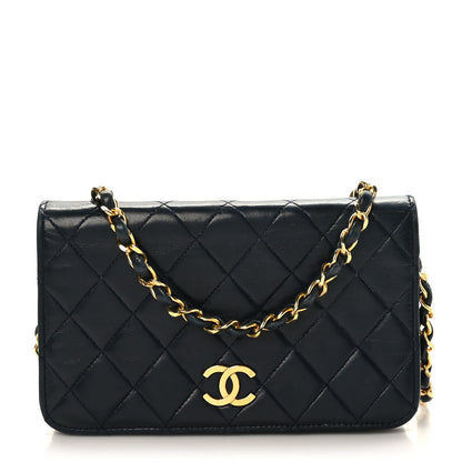 Chanel Lambskin Quilted Small Single Flap Navy 1 of 7