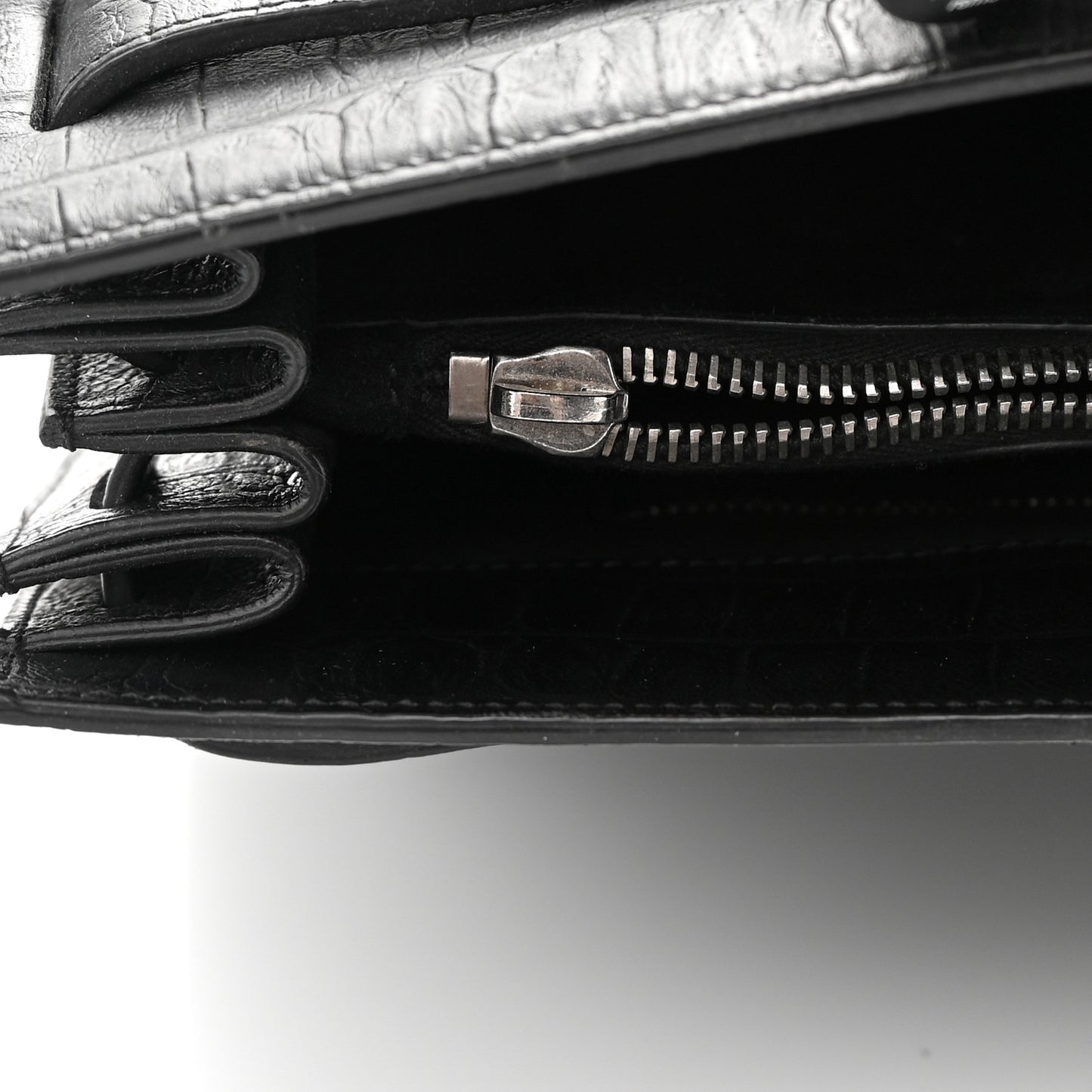 Calfskin Crocodile Embossed Large Sac De Jour Carryall Black
