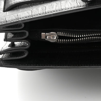 Saint Laurent Calfskin Crocodile Embossed Large Sac De Jour Carryall Black 10 of 10
