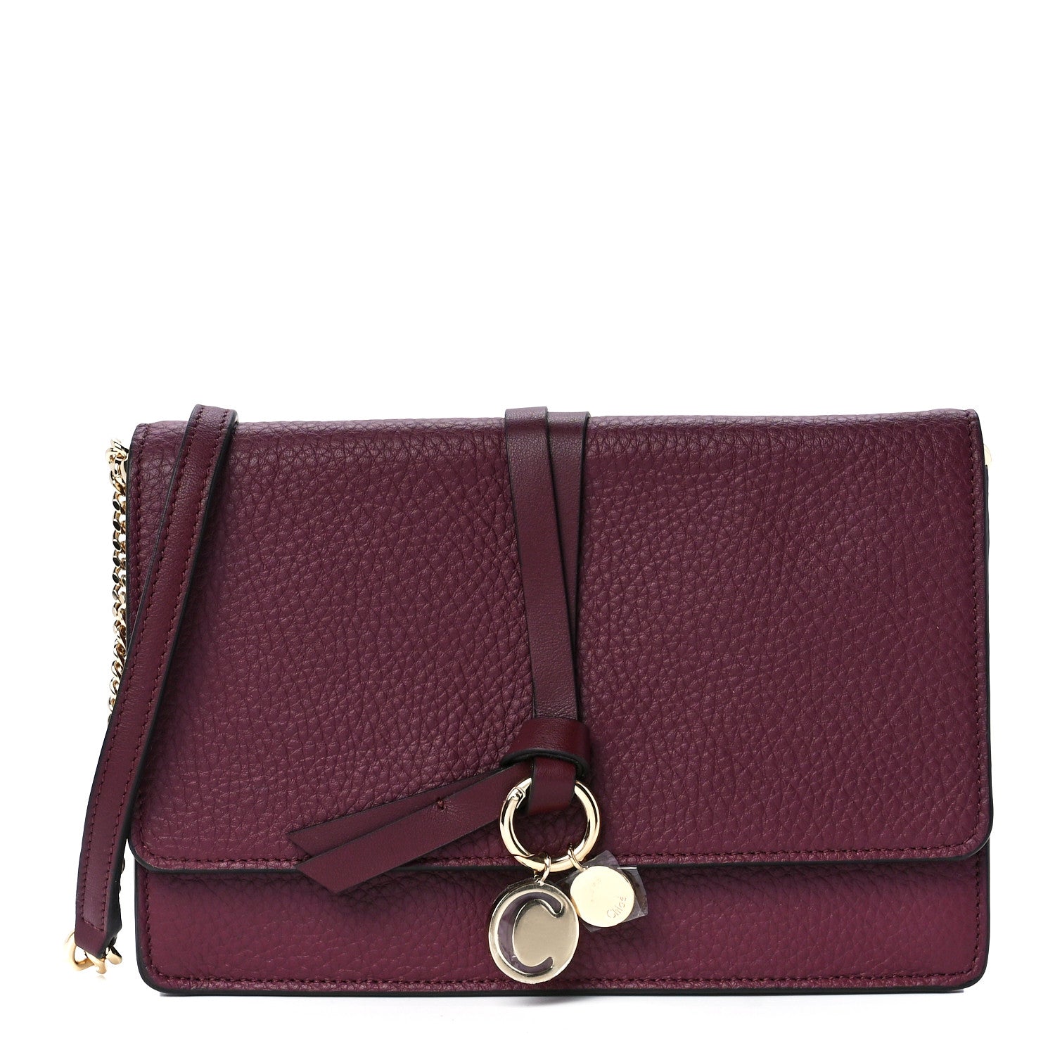 Chloe Grained Calfskin Alphabet Clutch Shoulder Bag Burgundy 1 of 12
