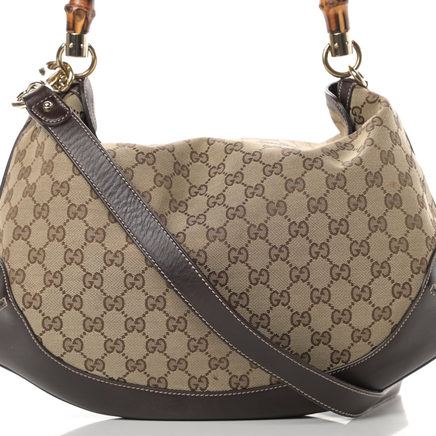 Gucci Monogram Medium Peggy Bamboo Top Handle Bag Dark Brown 8 of 12