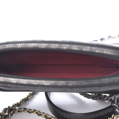 Chanel Aged Calfskin Chevron Quilted Small Gabrielle Clutch With Chain Black 5 of 11