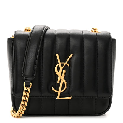 Saint Laurent Lambskin Matelasse Monogram Small Vicky Chain Bag Black 1 of 12