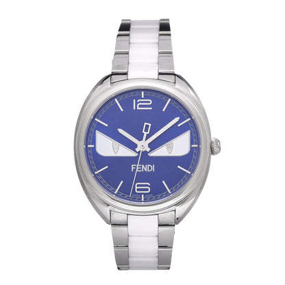 Fendi Stainless Steel Ceramic Diamond 34mm Momento Bugs Quartz Watch Blue 1 of 7