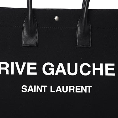 Saint Laurent Linen Calfskin Rive Gauche Tote Black 6 of 8