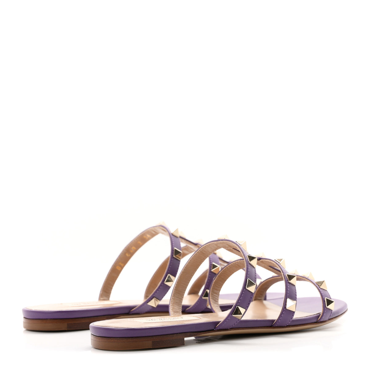 Nappa Rockstud Caged Flat Slide Sandals 36 Indian Violet