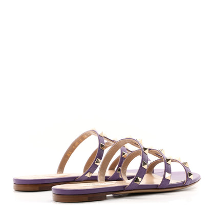 Valentino Garavani Nappa Rockstud Caged Flat Slide Sandals 36 Indian Violet 5 of 10