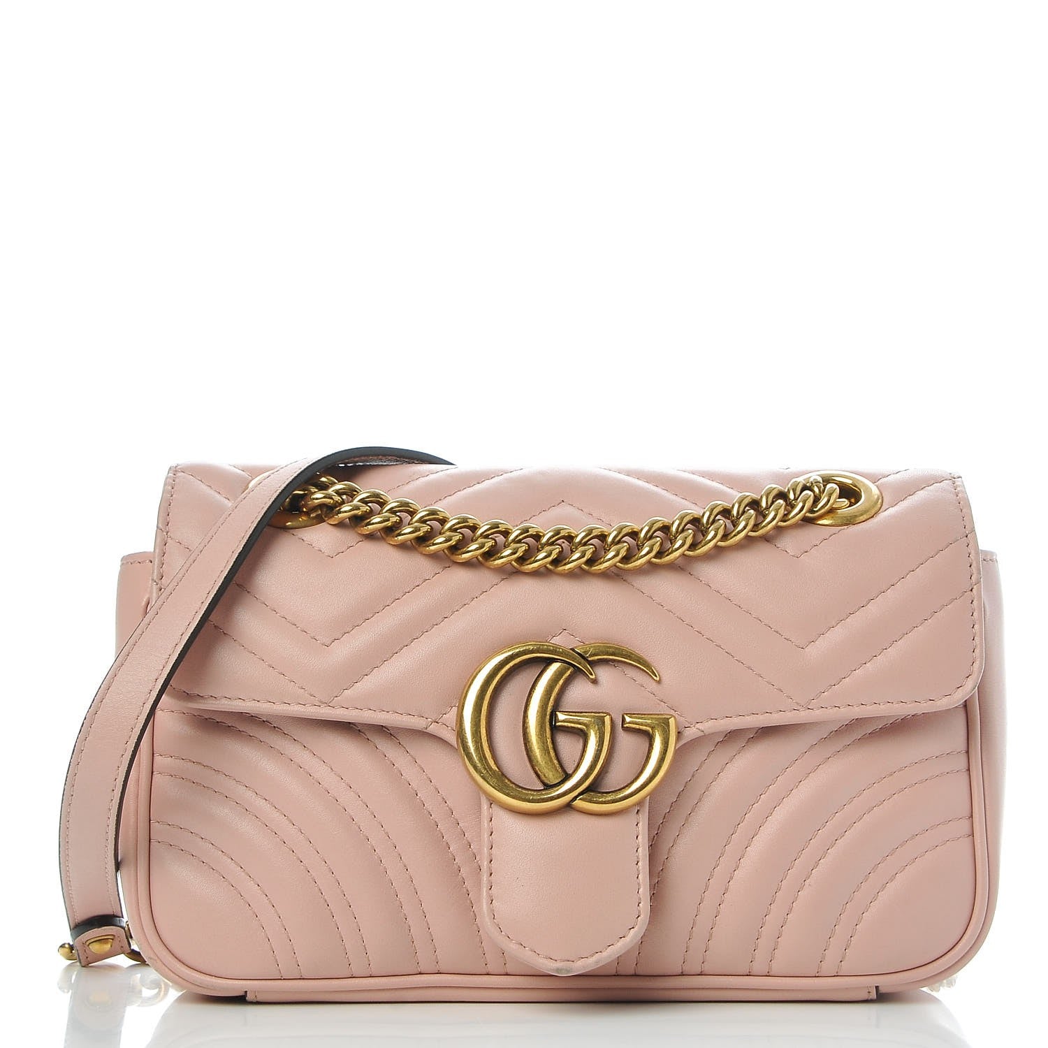 Gucci Calfskin Matelasse Mini GG Marmont Shoulder Bag Perfect Pink 1 of 10