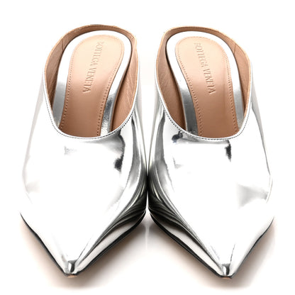 Bottega Veneta Laminated Calfskin Rocket Mule Pumps 37.5 Silver 3 of 9