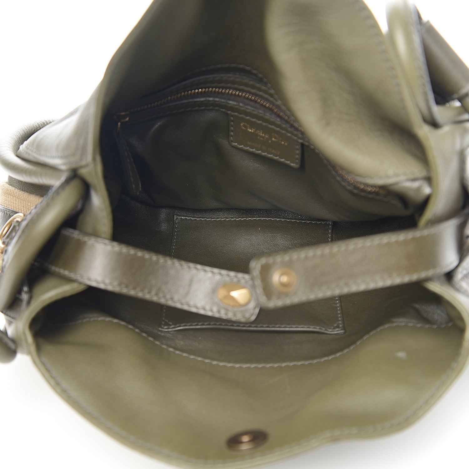 Christian Dior Calfskin Woven Satchel Dark Green 4 of 11
