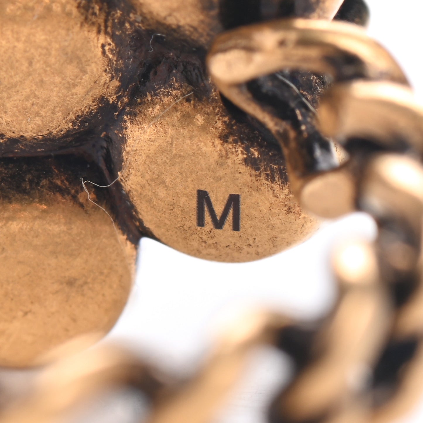 Metal Crystal Double G Ring M Aged Gold