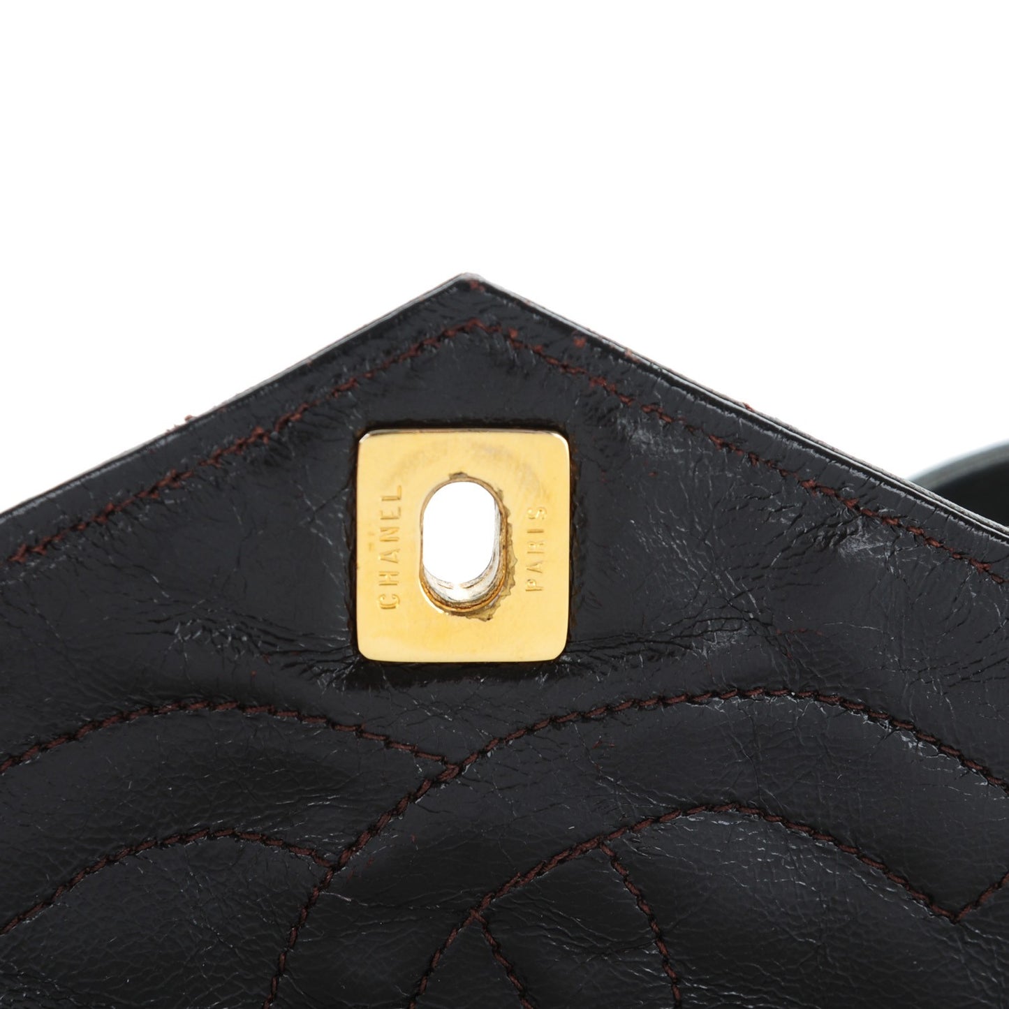 Lambskin Quilted Envelope Single Flap Brown