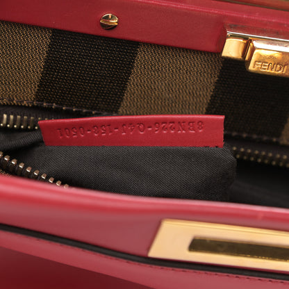 Fendi Vitello Morgan Fabric Jacquard Pequin Medium Peekaboo Iconic Satchel Mattone Tobacco Black 9 of 14
