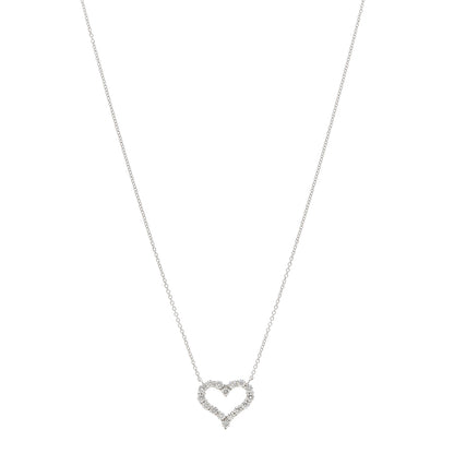 Tiffany Platinum Diamond Small Heart Pendant Necklace 1 of 5