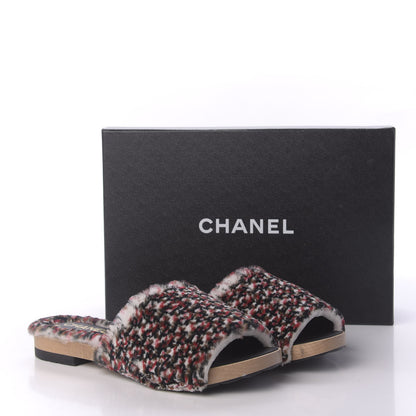 Chanel Orylag Lambskin Flat Mules 39 Red Black White 9 of 9