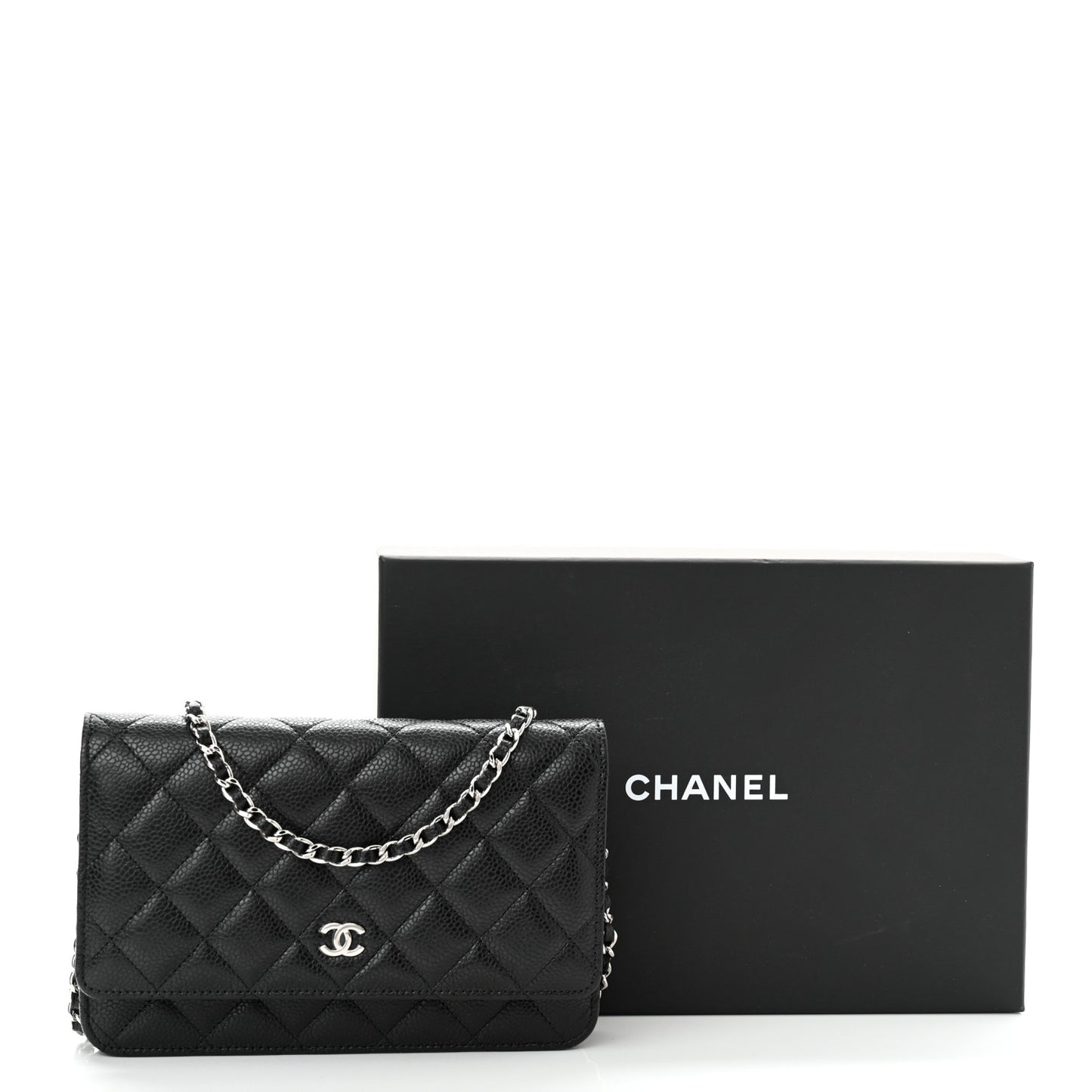 Caviar Quilted Wallet On Chain WOC Black