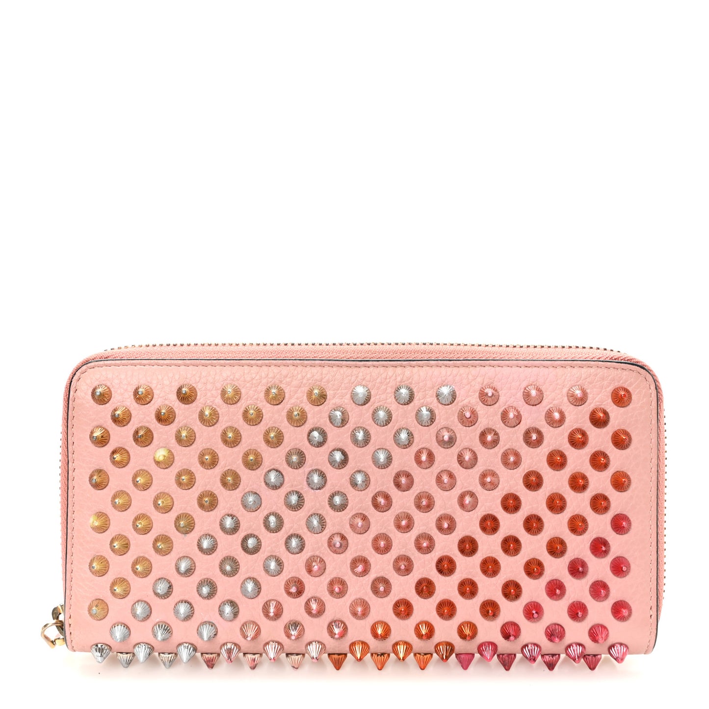 Calfskin Panettone Spiked Zip Around Wallet Pink Multicolor