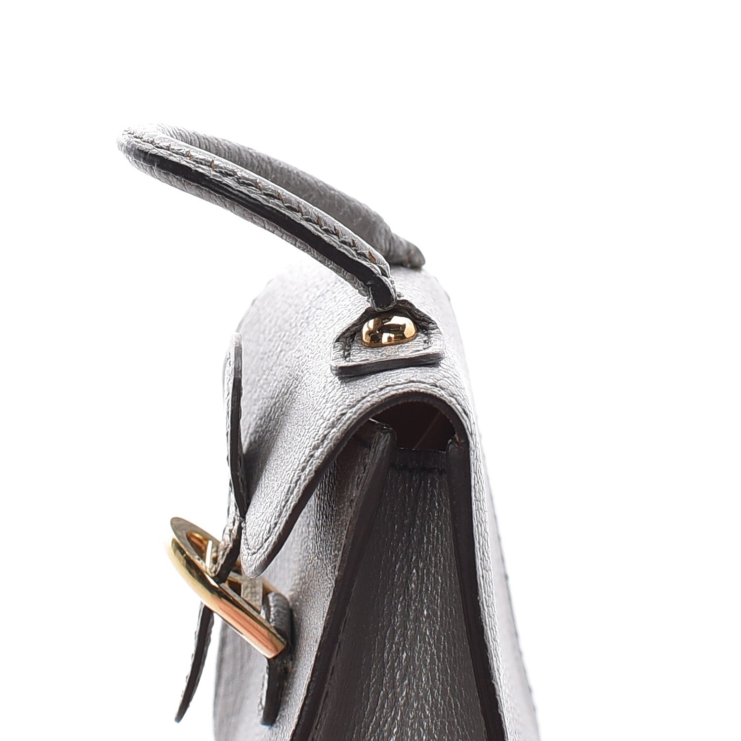 Delvaux Metallic Calfskin Mini Brillant Bag Charm Gris Irise 9 of 9