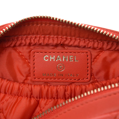 Chanel Lambskin Quilted Small Curvy Pouch Cosmetic Case Red 6 of 8