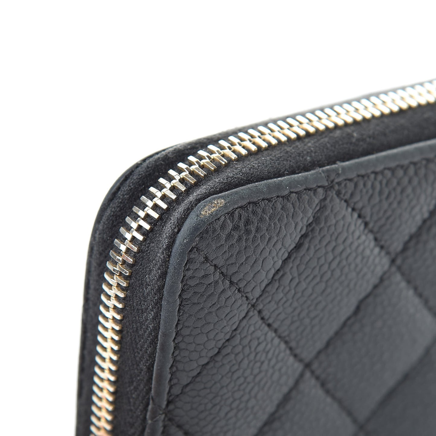 Caviar Quilted Large Gusset Zip Around Wallet Black
