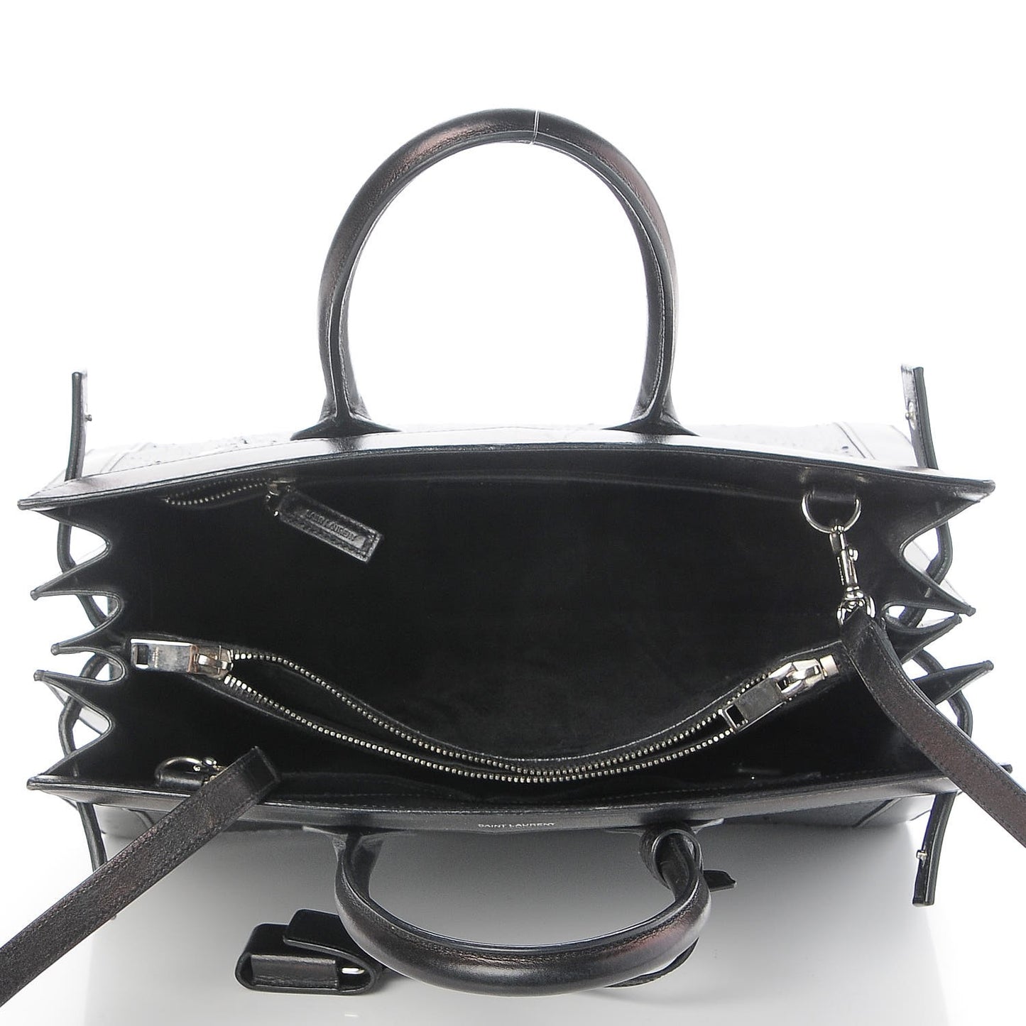 Python Calfskin Embossed Small Sac de Jour Black