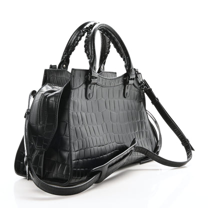 Balenciaga Semi Shiny Calfskin Crocodile Embossed Neo Classic Black Hardware City Black 3 of 9