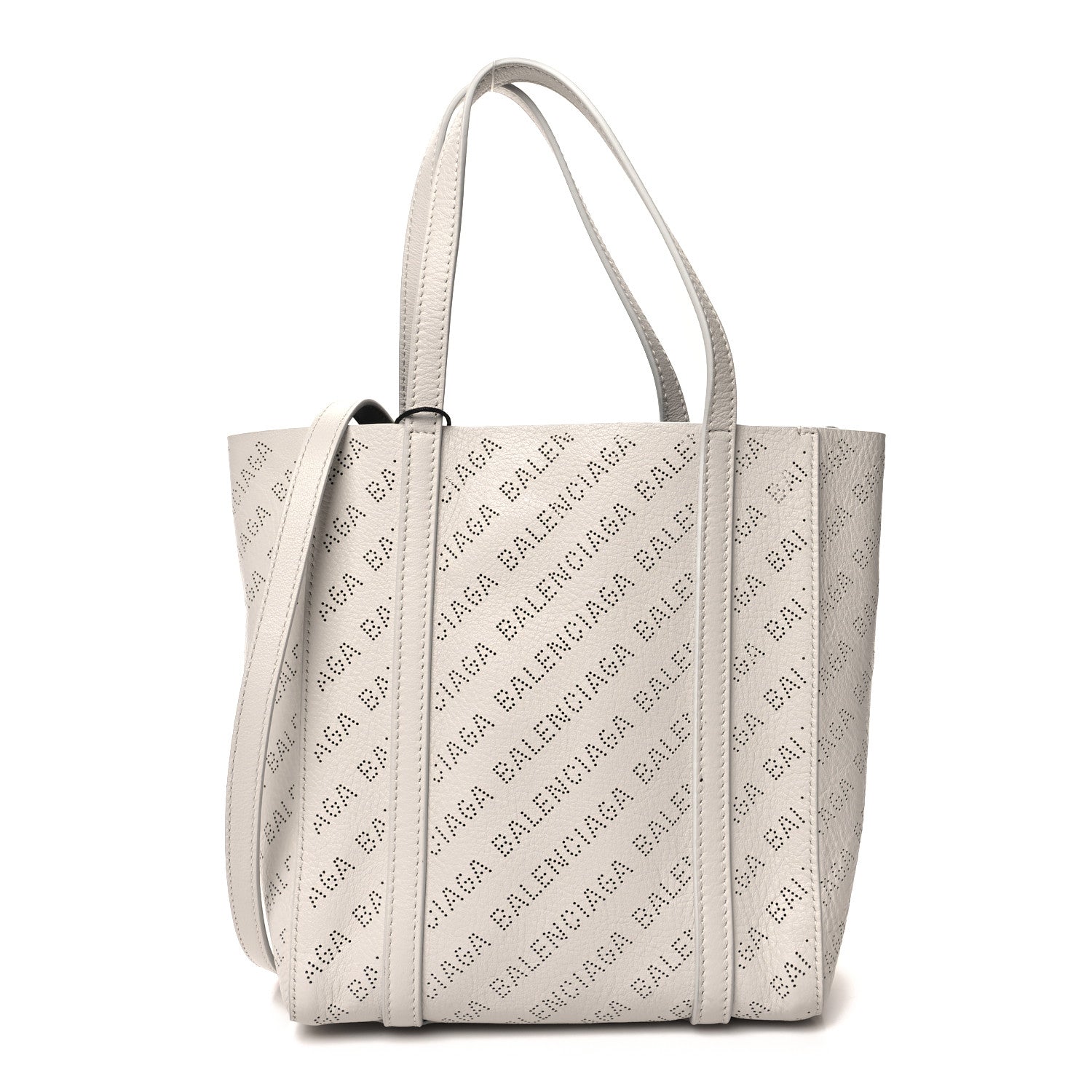 Balenciaga Smooth Calfskin Logo Perforated XXS Everyday Tote Chalky White 1 of 10