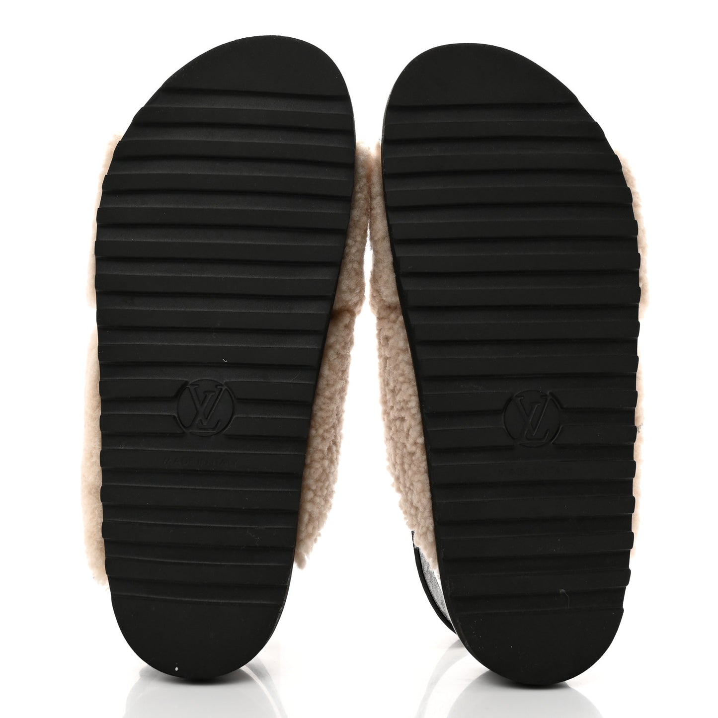Shearling Calfskin Paseo Flat Comfort Sandal 38 Beige