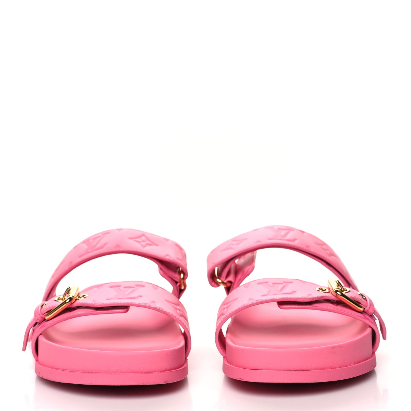Calfskin Monogram Embossed Bom Dia Flat Mule Sandals 41 Pink
