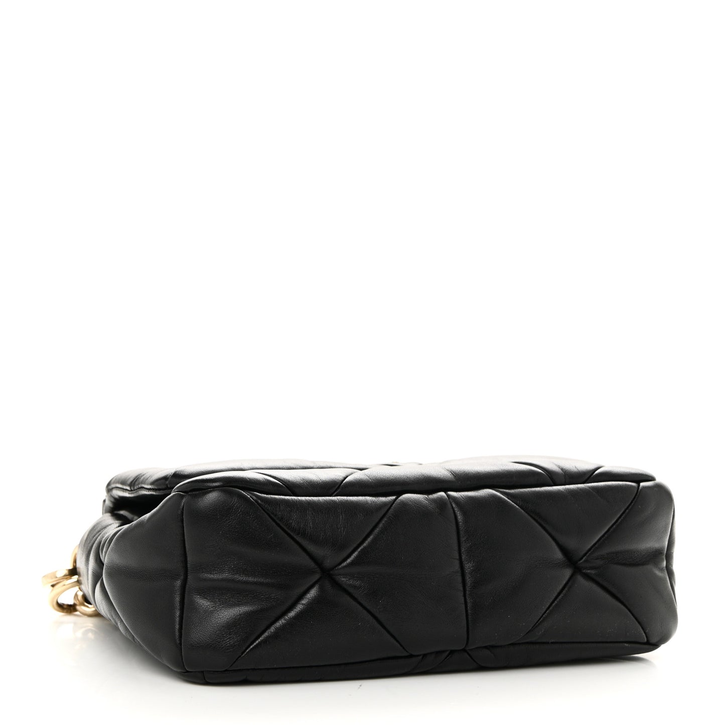 Nappa Re-Nylon Triangle Quilted Patchwork System Flap Shoulder Bag Black