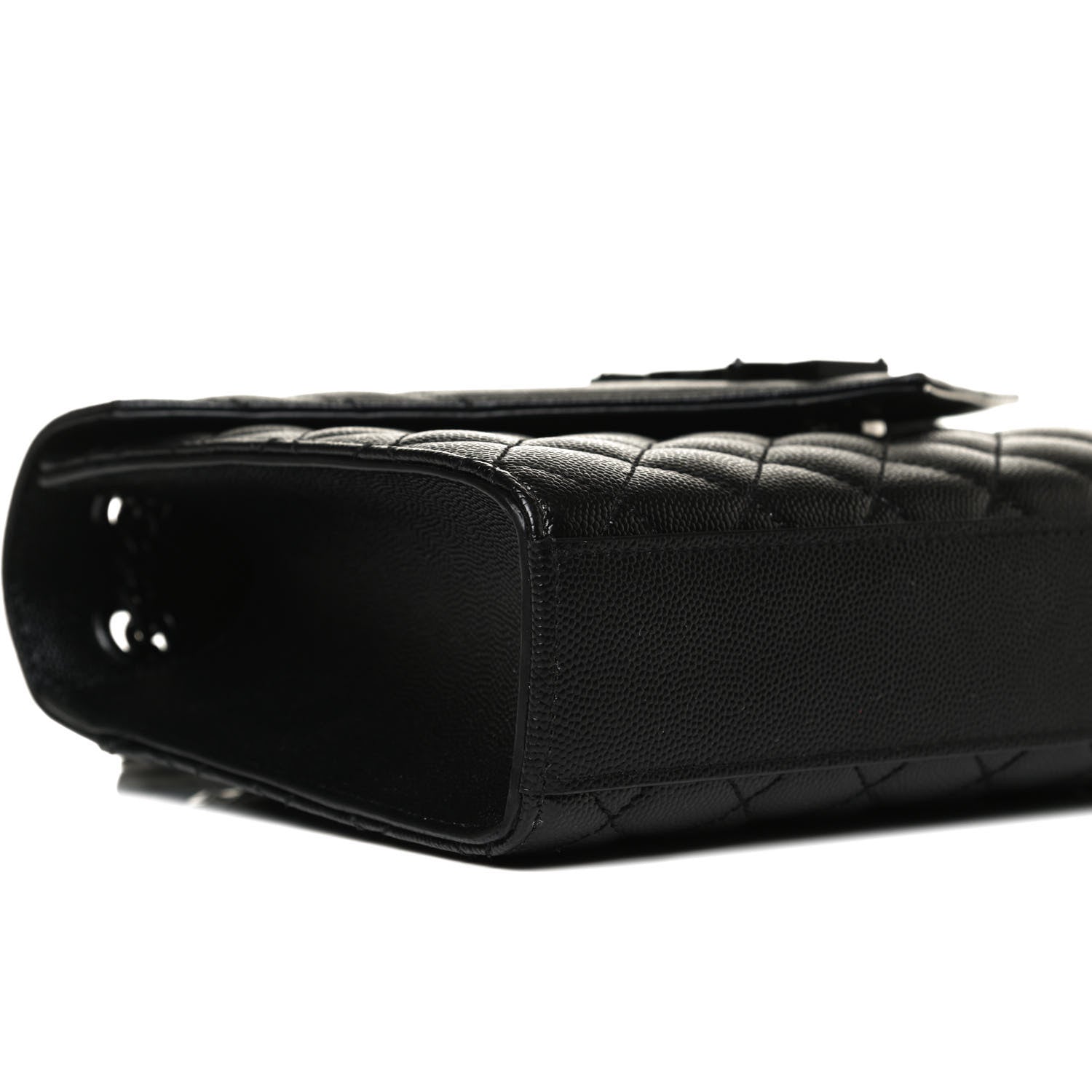 Saint Laurent Grain De Poudre Textured Mixed Matelasse Triquilt Medium Monogram Satchel Black 10 of 11