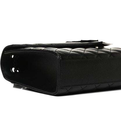 Saint Laurent Grain De Poudre Textured Mixed Matelasse Triquilt Medium Monogram Satchel Black 10 of 11
