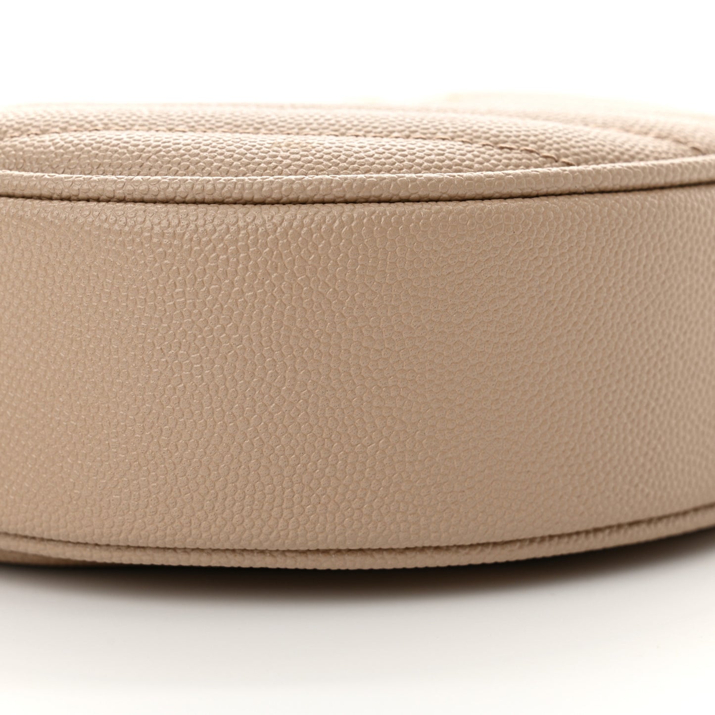 Grain De Poudre Matelasse Chevron Quilted Round Vinyle Camera Bag Dark Beige
