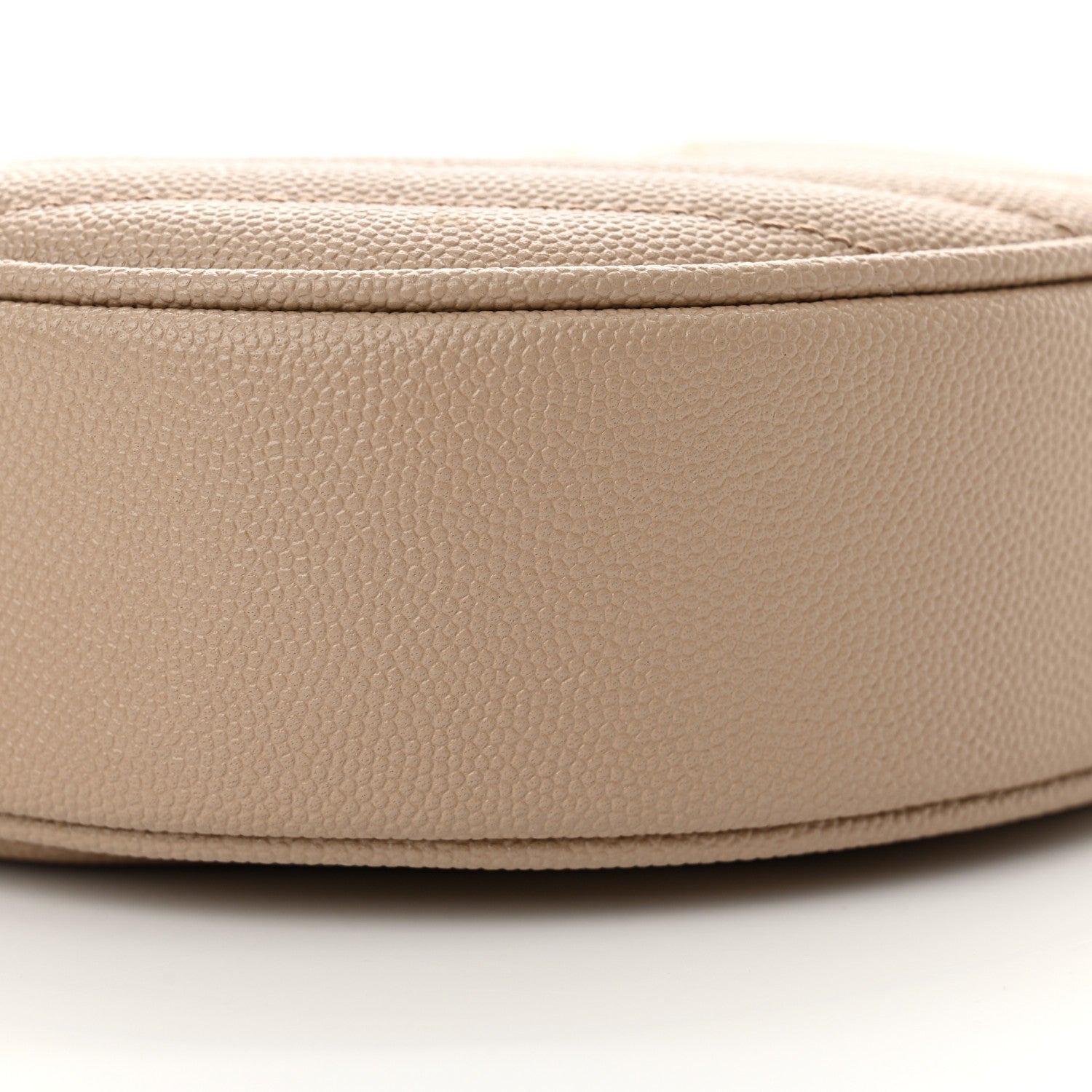 Saint Laurent Grain De Poudre Matelasse Chevron Quilted Round Vinyle Camera Bag Dark Beige 10 of 11