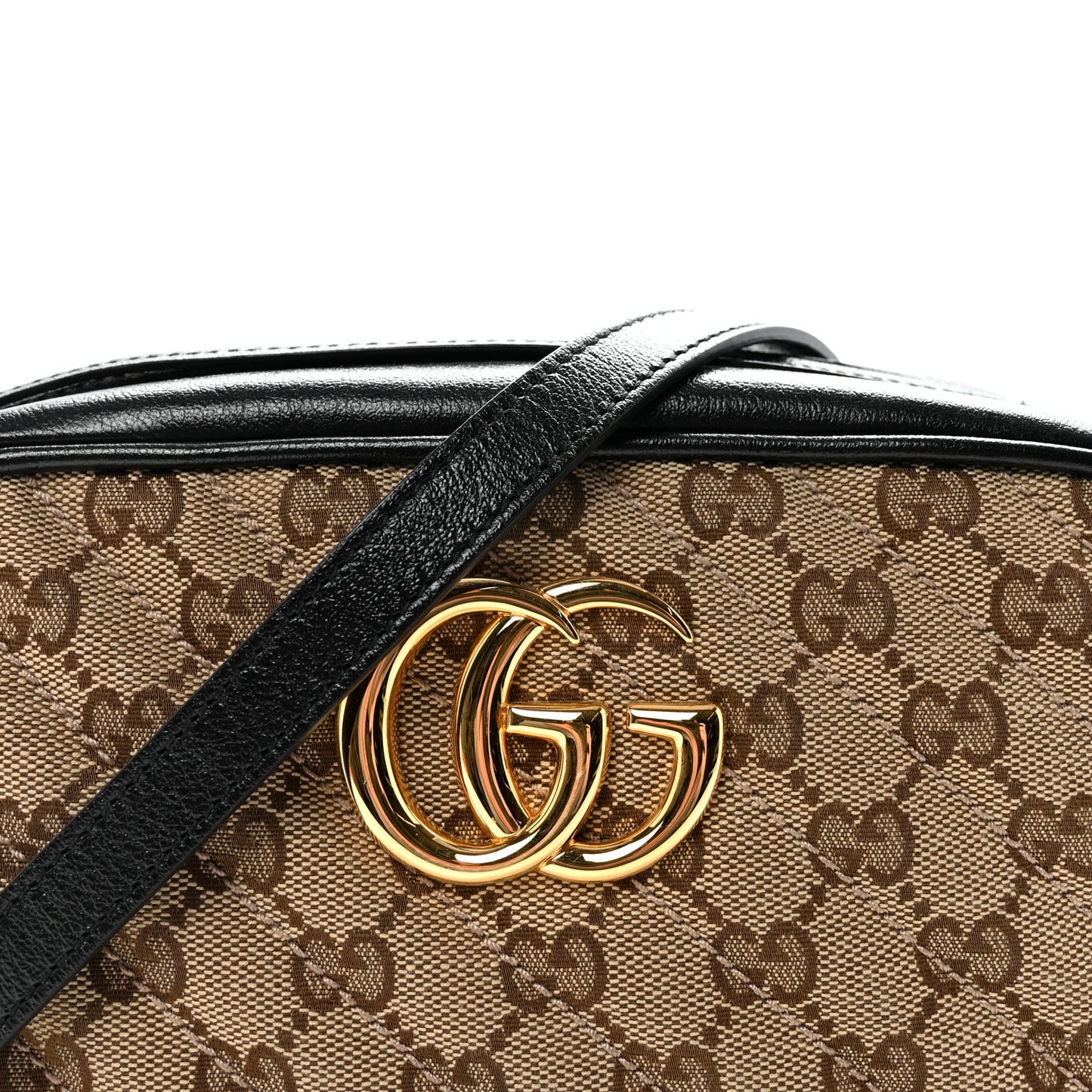 Monogram Matelasse Diagonal Small GG Marmont Chain Shoulder Bag Beige Black