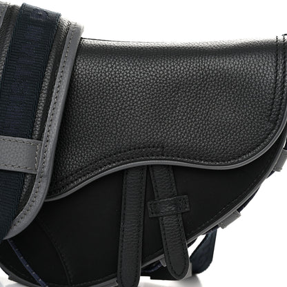 Christian Dior X SACAI Grained Calfskin Technical Fabric Mens Saddle Bag Black 8 of 10