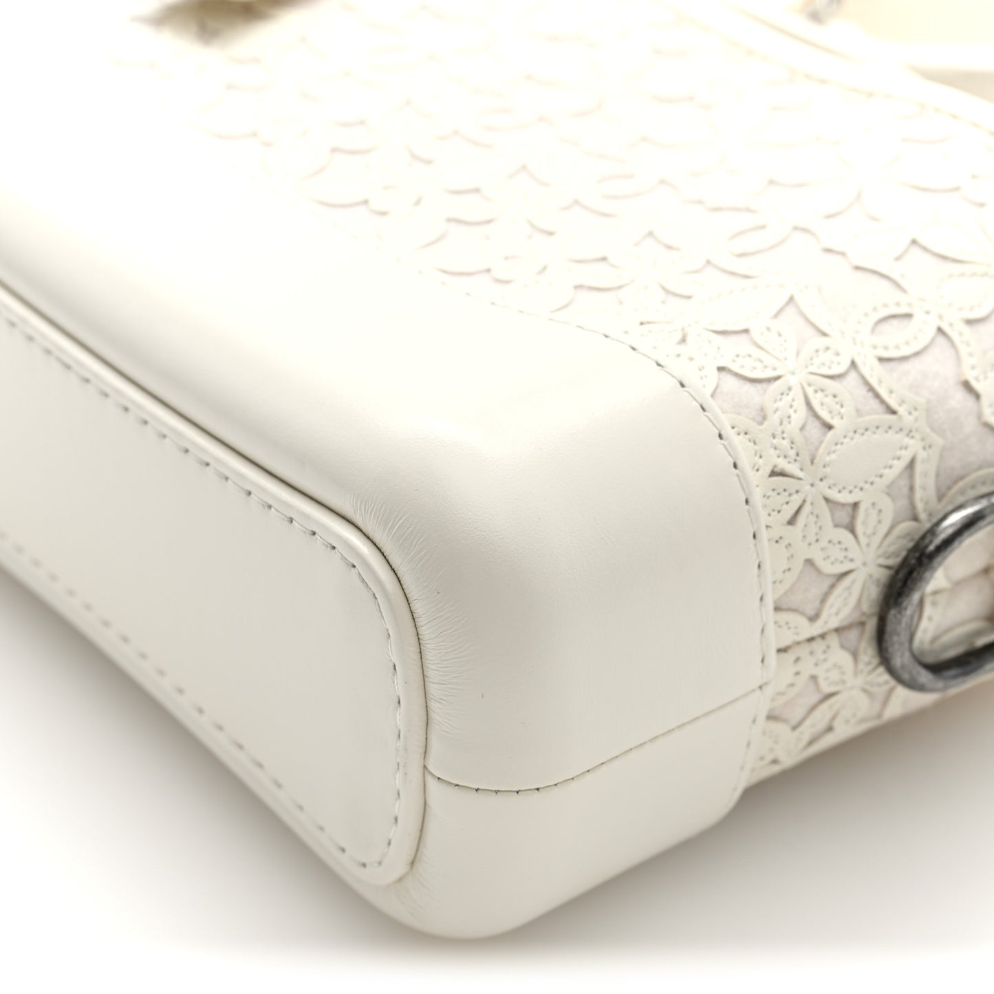 Calfskin Wool Felt Embossed Small Gabrielle Logo Hobo White