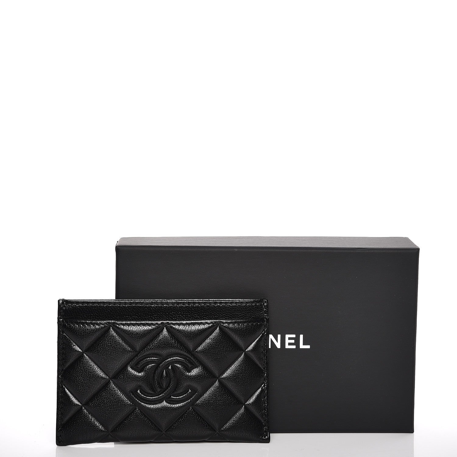 Chanel Goatskin Quilted Diamond CC Card Holder Black 8 of 8