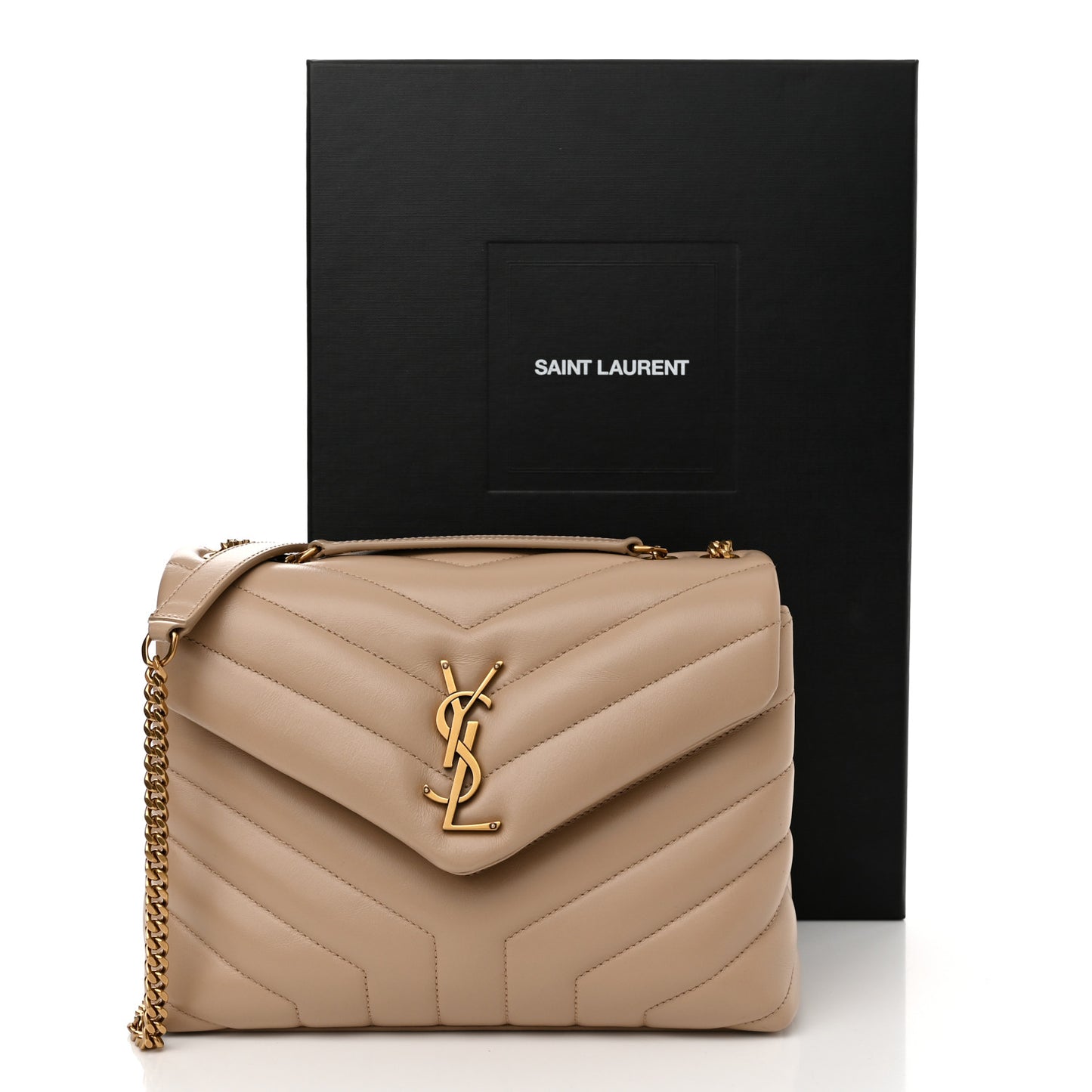 Calfskin Y Quilted Monogram Small Loulou Chain Satchel Dark Beige