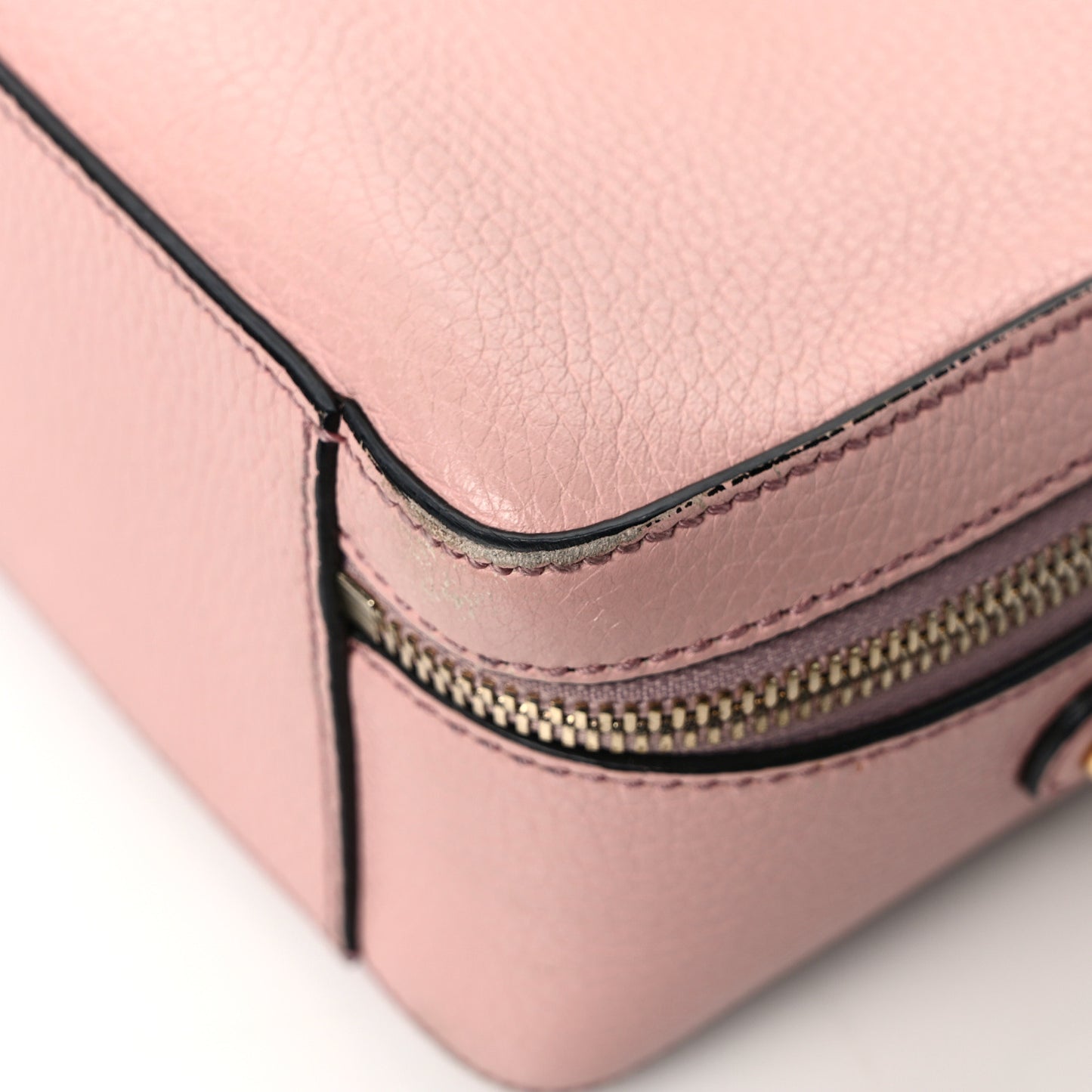 Drummed Calfskin Rosaria Shoulder Bag Pink