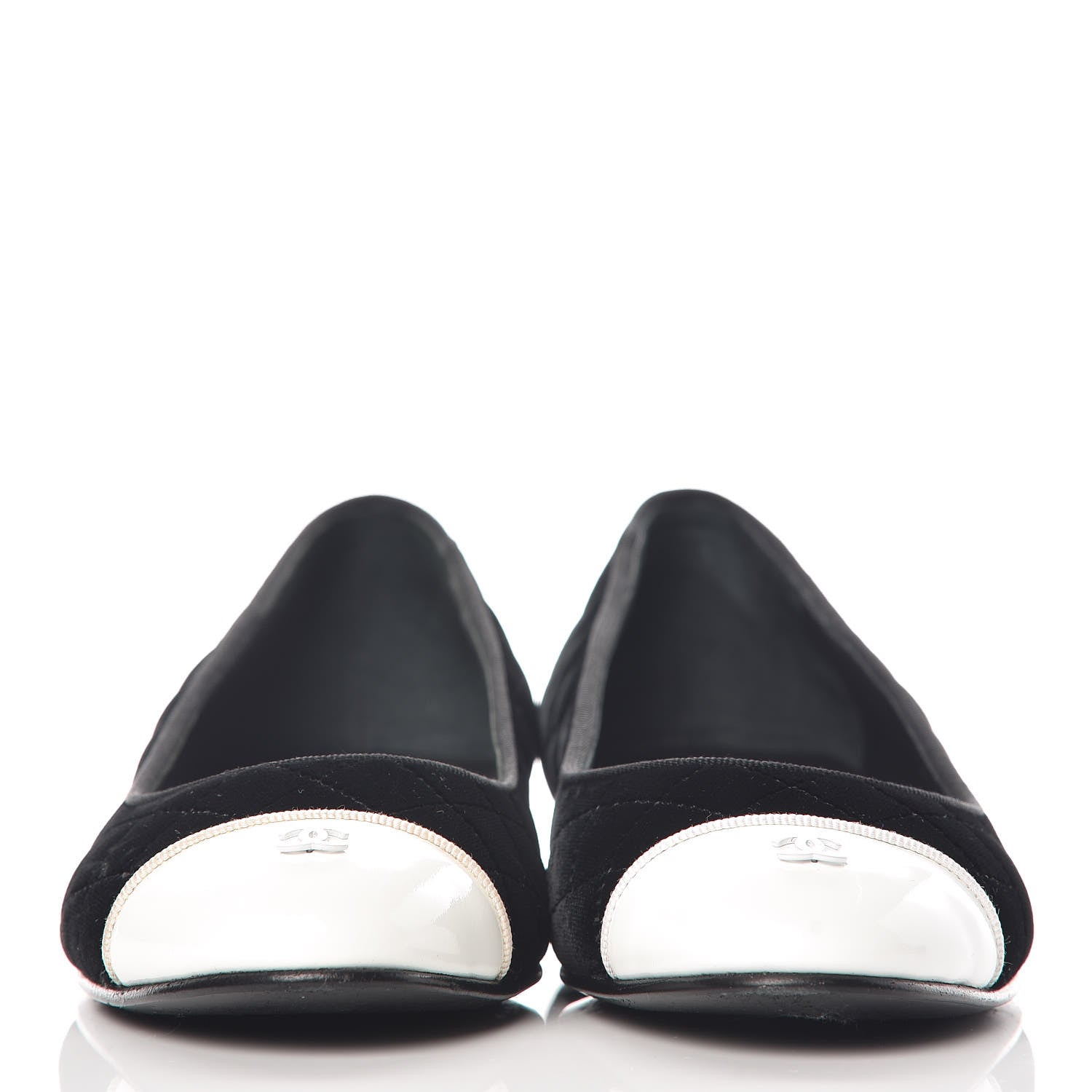 Chanel Velvet Lambskin Cap Toe Ballerina Flats 36.5 Black 4 of 15